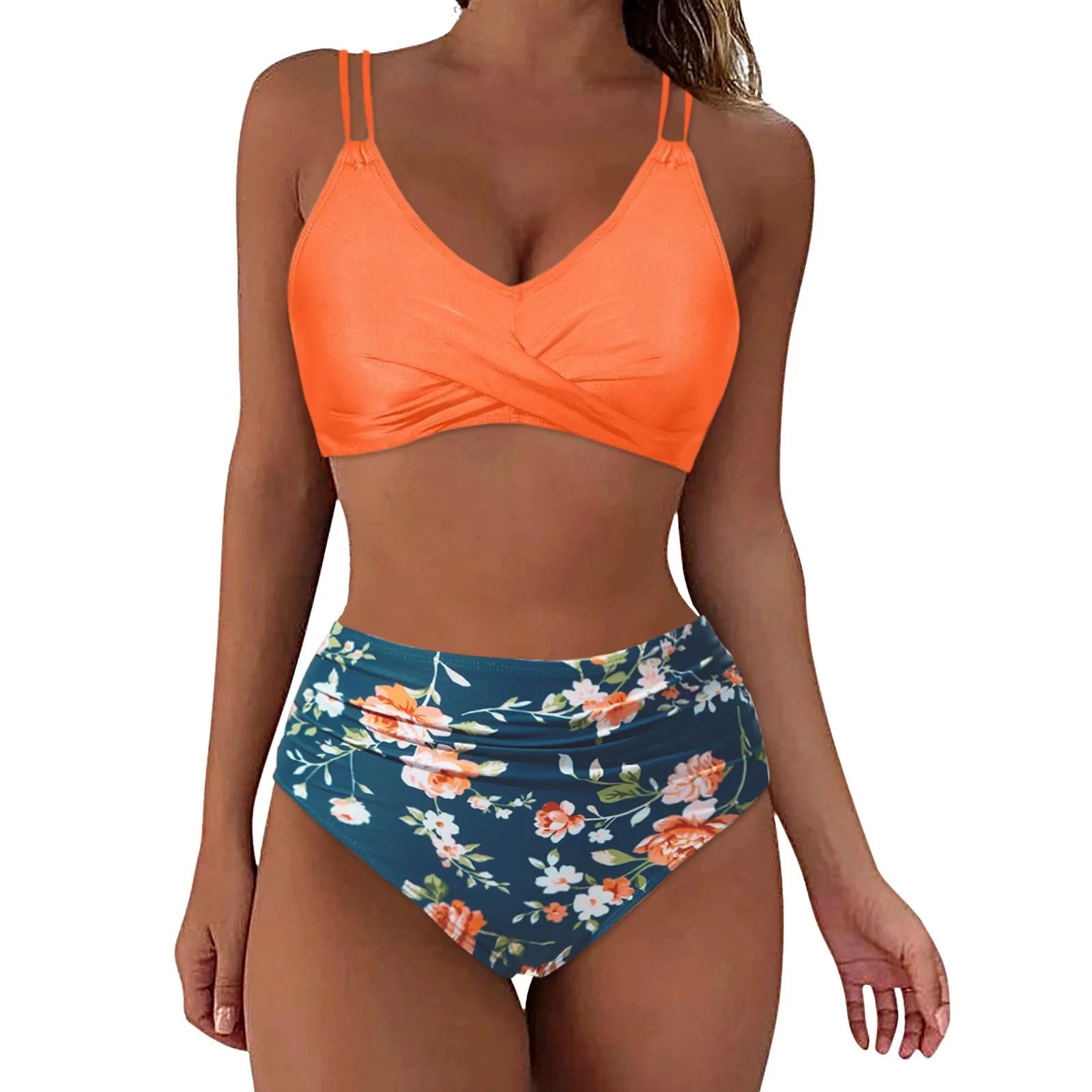Bikini taille haute tendance pour femmes avec fronces R&B