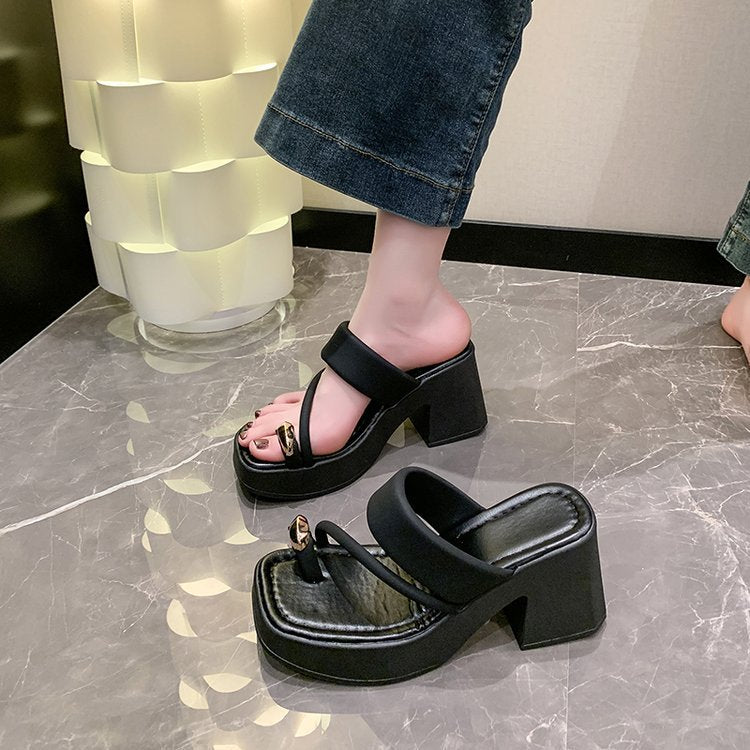 Sandales à brides pour femmes avec talon bloc R&B
