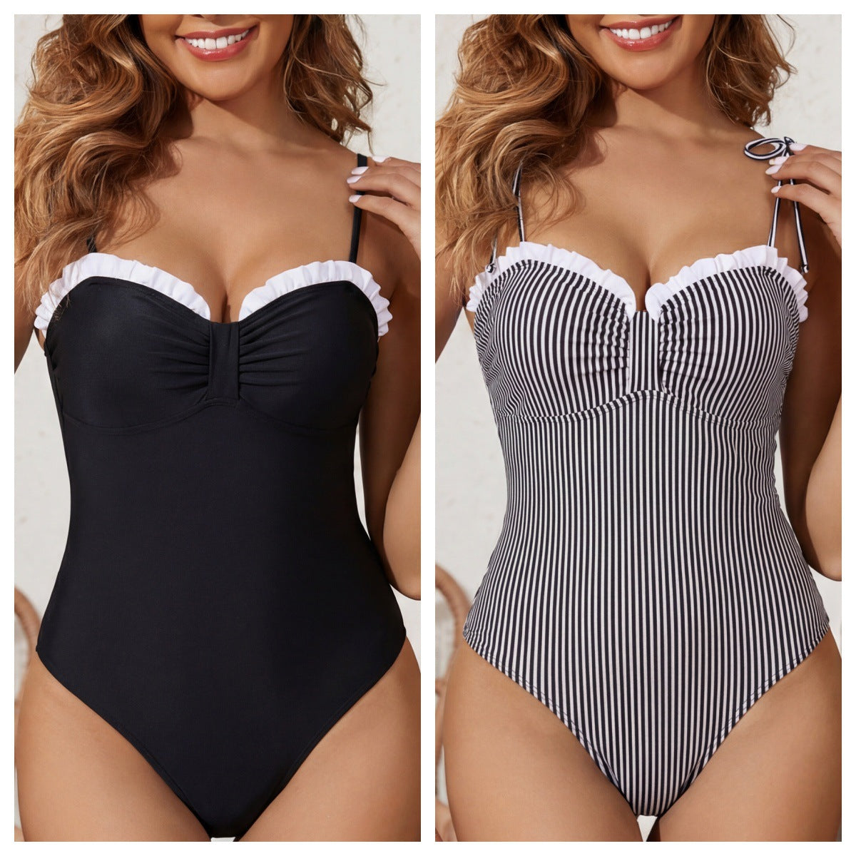 Maillot de bain une pièce pour femmes avec bretelles réglables et détails en volants Echo Archiv