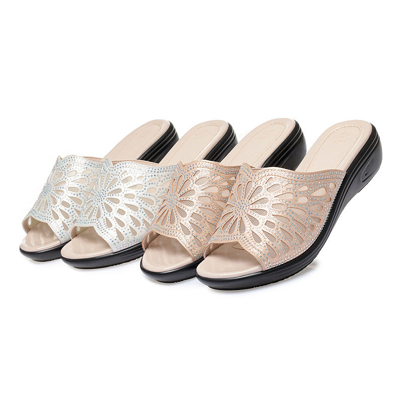 Sandales confortables pour femmes avec un élégant motif floral et semelle antidérapante Heidi-Mode