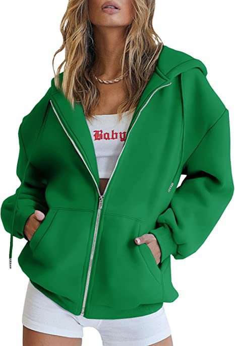 Veste à capuche surdimensionnée pour femmes avec fermeture éclair intégrale et poches kangourou Echo Archiv