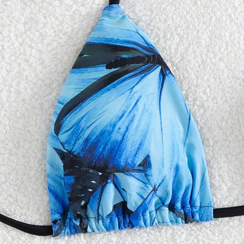 Ensemble de bikini triangle pour femmes avec design floral de papillon R&B