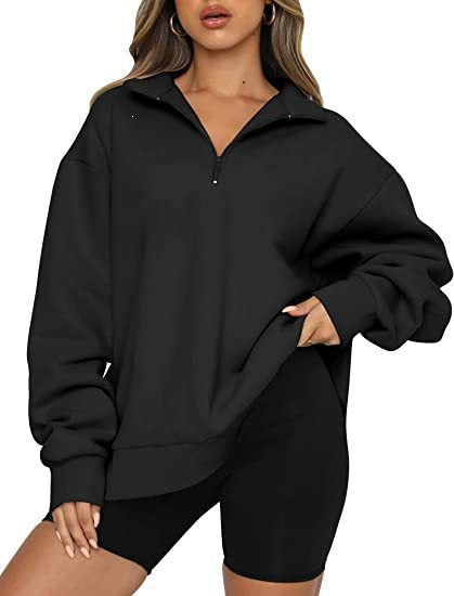 Sweatshirt oversized pour femmes avec demi-zip, doublure en polaire douce et poche kangourou Echo Archiv