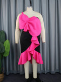 Robe de cocktail pour femmes avec application de nœud décoratif R&B