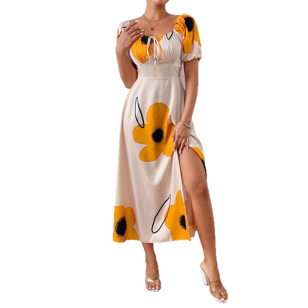 Robe d'été ornée de fleurs pour femmes R&B