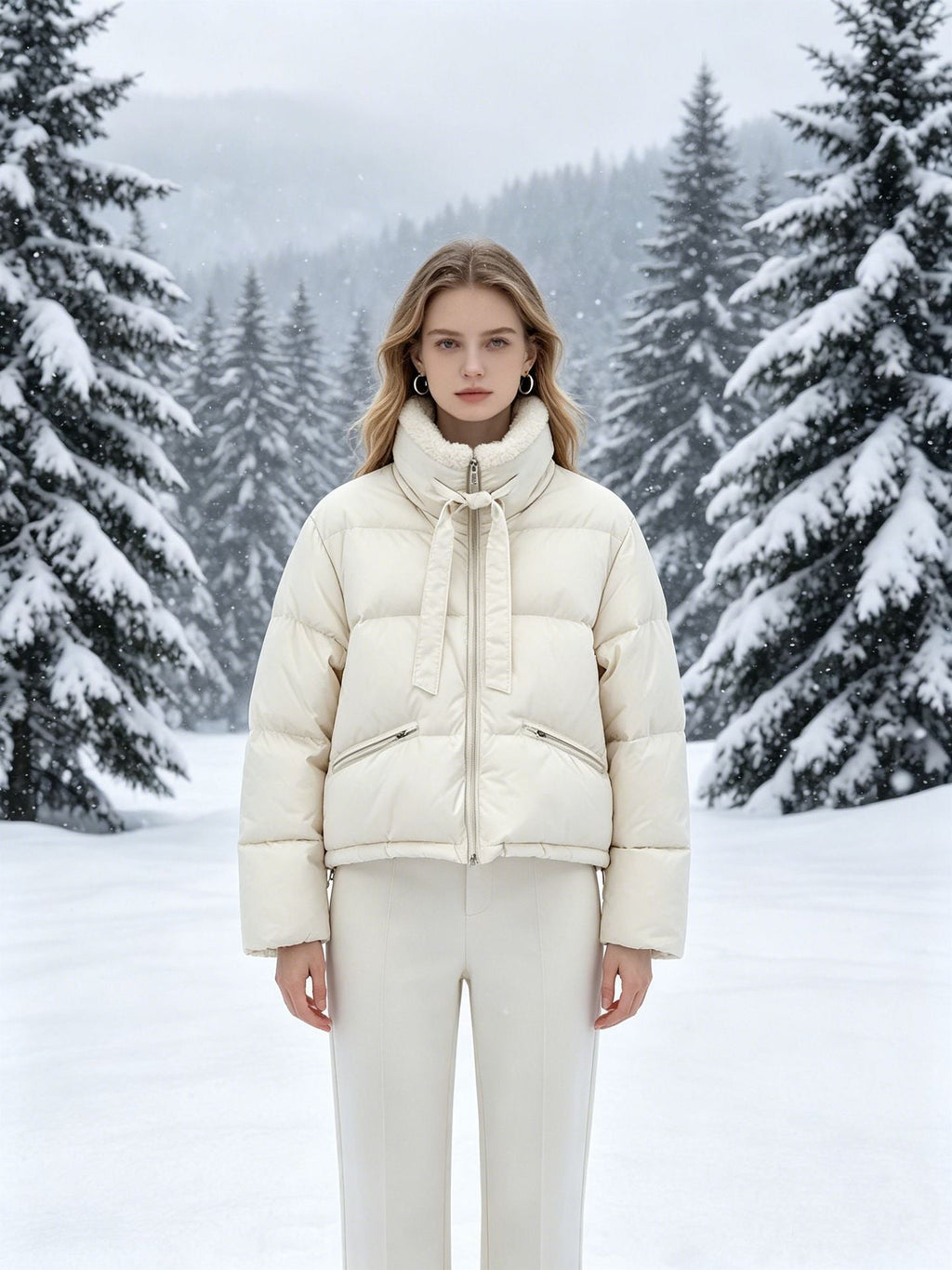 Veste courte matelassée pour femmes avec col Sherpa, col montant et fermeture éclair cachée Echo Archiv