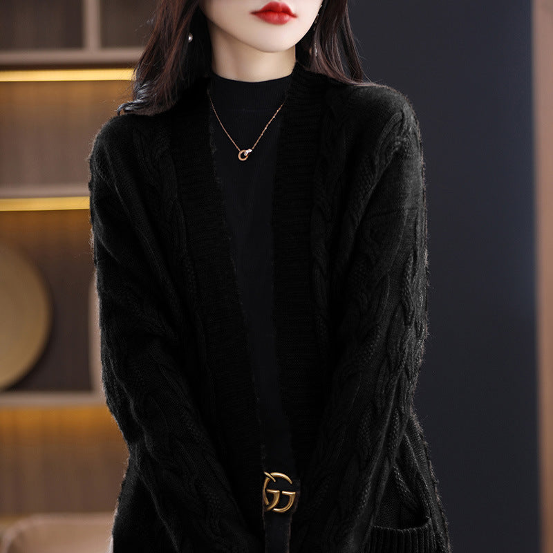Cardigan long oversize pour femmes avec rayures