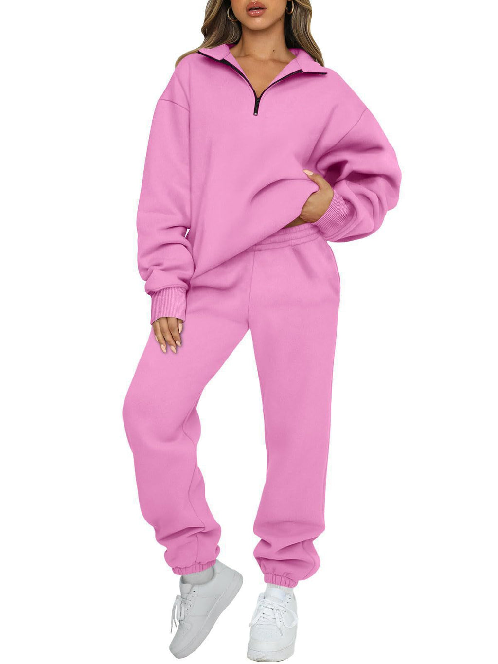 Ensemble lounge mi-zip pour femmes avec sweatshirt oversize et pantalon de jogging taille haute Echo Archiv
