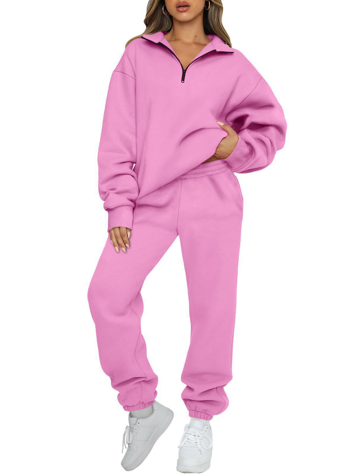 Ensemble lounge mi-zip pour femmes avec sweatshirt oversize et pantalon de jogging taille haute Echo Archiv