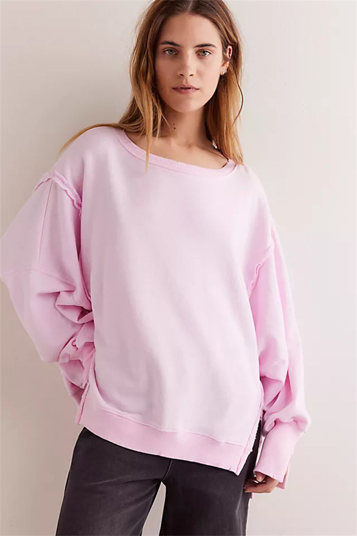 Sweatshirt oversized pour femmes avec manches ballon, coutures ouvertes et fentes latérales Echo Archiv
