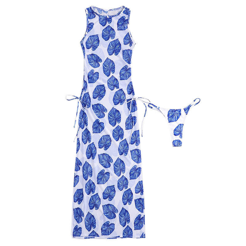 Robe de plage pour femmes avec ensemble bikini assorti R&B