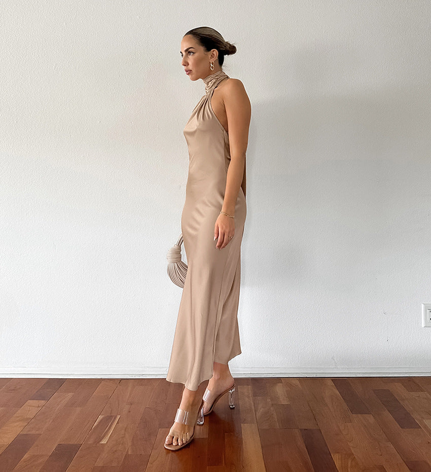 Robe Longue À Col Montant Drapé Pour Femmes | Idéale Pour Mariages Et Événements
