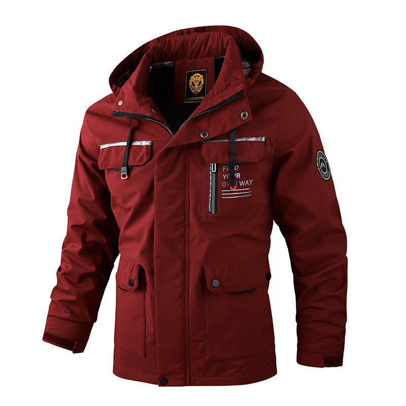 Parka Softshell urbaine pour hommes avec capuche, fermeture éclair à double sens dissimulée et poche sur le bras Echo Archiv