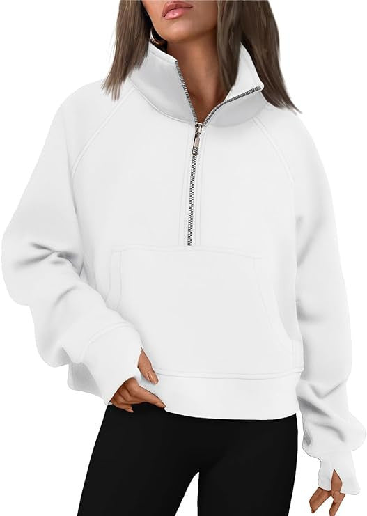 Sweatshirt oversized pour femmes avec demi-zip, poche kangourou et trous pour les pouces Echo Archiv