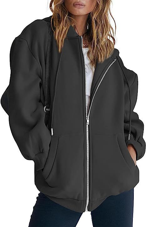 Veste à capuche surdimensionnée pour femmes avec fermeture éclair intégrale et poches kangourou Echo Archiv