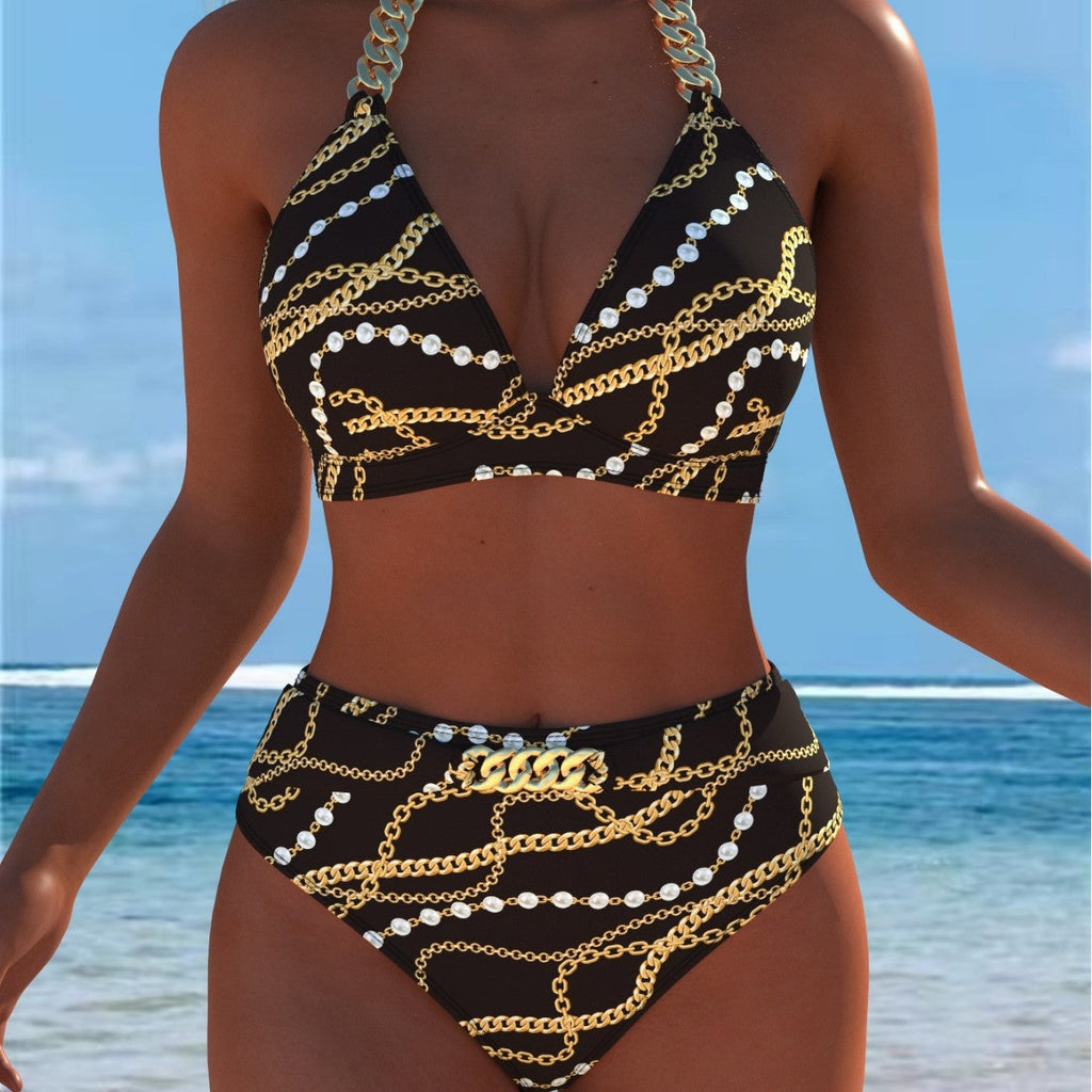 Bikini pour femmes avec motif marbré luxueux et détails raffinés R&B