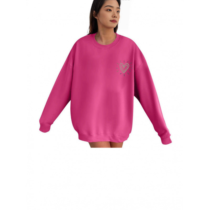 Sweat-shirt confortable pour femmes avec motif en cœur Echoarchiv