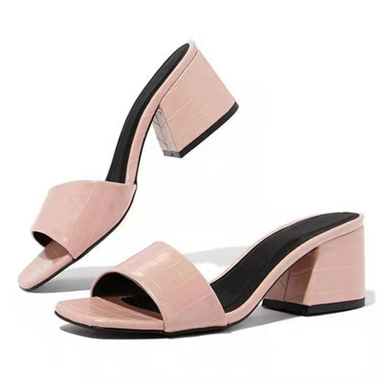 Sandales à talons ouverts pour femmes avec un design élégant en cuir crocodile R&B