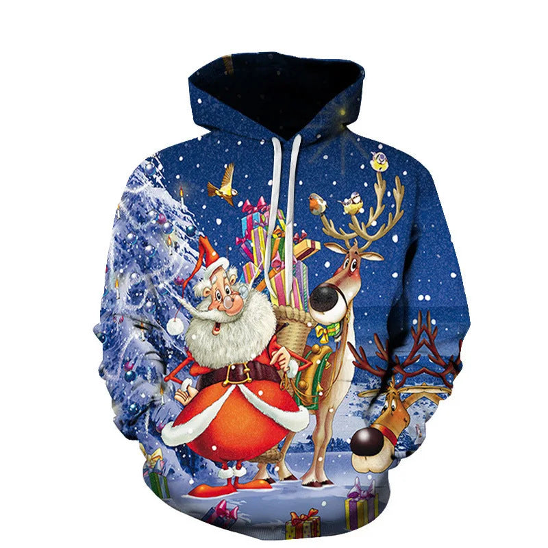 Pull à capuche de Noël ludique pour femmes avec motif coloré Echoarchiv