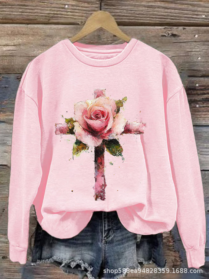 Pull confortable pour femmes avec motif cœur Echoarchiv