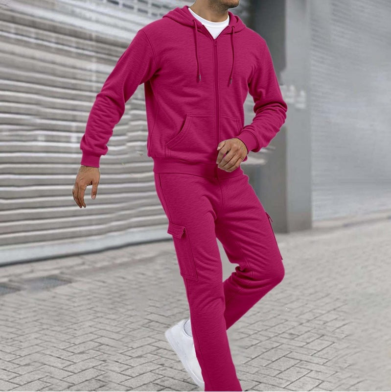 Ensemble de sweat à zip athlétique pour hommes avec pantalon de jogging cargo, coutures ergonomiques et bords côtelés Echo Archiv