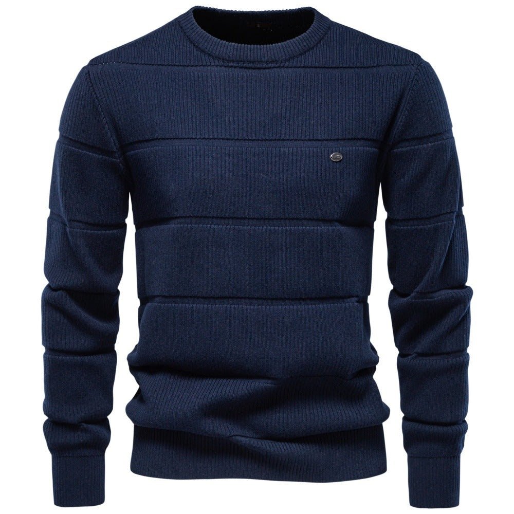 Pull en maille à col rond pour hommes avec effet matelassé et bords côtelés Echoarchiv