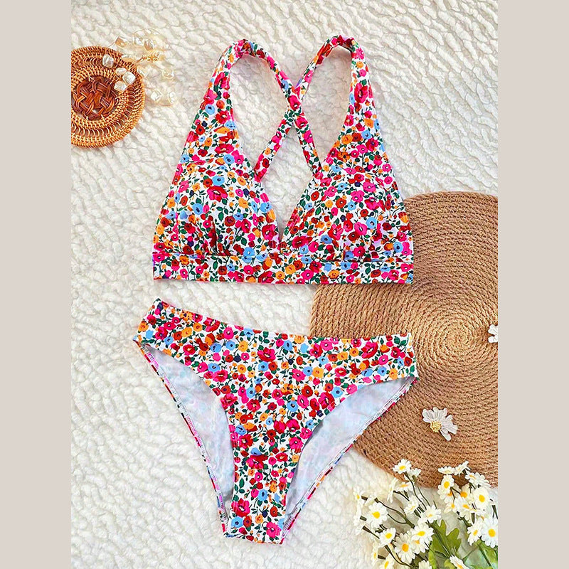 Bikini triangle de haute qualité pour femmes avec motif floral R&B