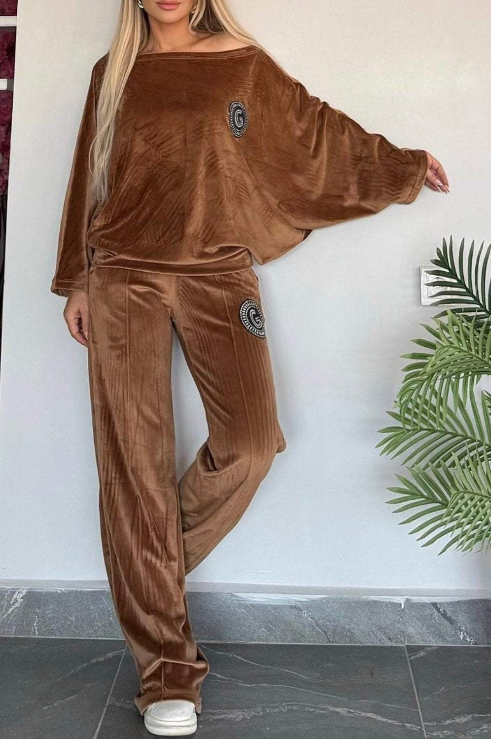 Ensemble de Loungewear Élegant en Velours Doux pour Femmes