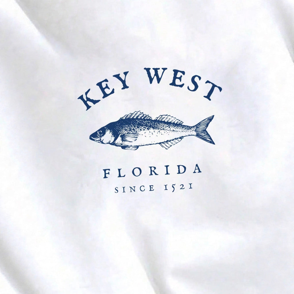 Sweatshirt oversized pour femmes avec motif de poisson marin Key-West, épaules tombantes et mélange de coton doux Echo Archiv