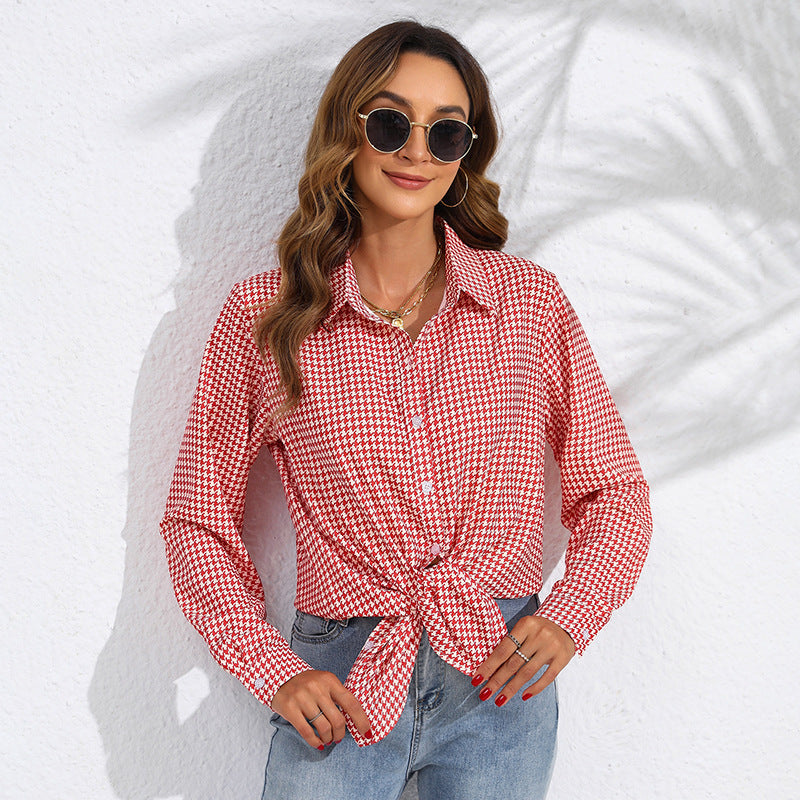 Blouse à carreaux pour femmes avec col chemise et boutonnière Echo Archiv