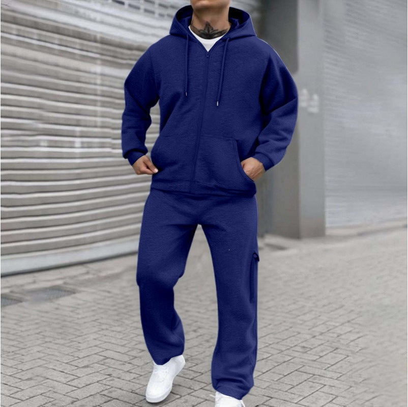 Ensemble de sweat à zip athlétique pour hommes avec pantalon de jogging cargo, coutures ergonomiques et bords côtelés Echo Archiv