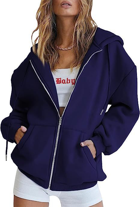 Veste à capuche surdimensionnée pour femmes avec fermeture éclair intégrale et poches kangourou Echo Archiv