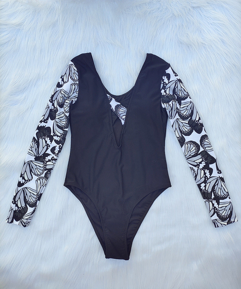Maillot de bain à manches longues pour femmes avec design de papillon à la mode R&B