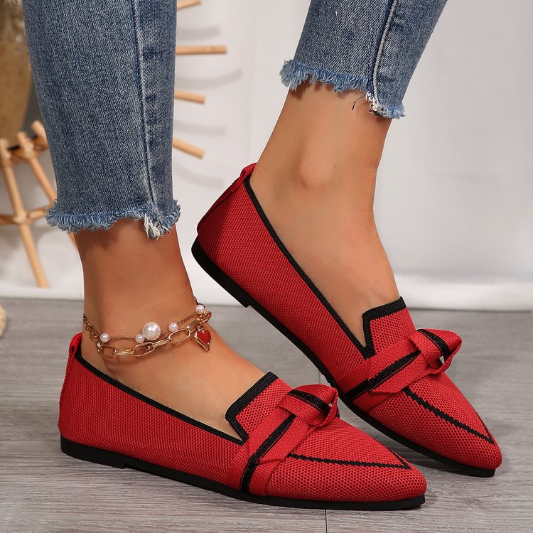 Ballerines à brides pour femmes avec détails en nœuds et tige respirante R&B