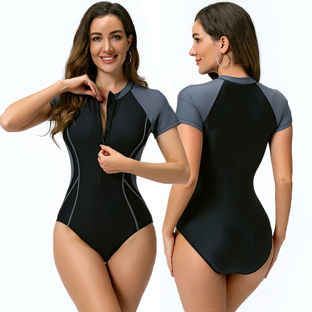 Maillot de bain une pièce sportif à manches courtes pour femmes R&B