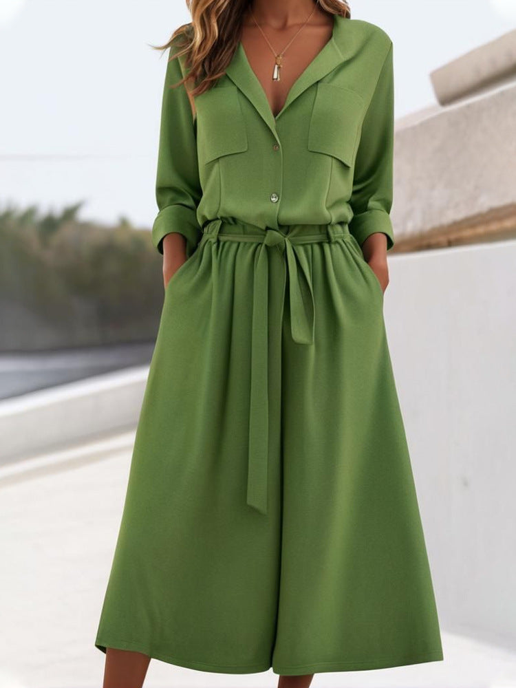 Ensemble Chemise et Pantalon en Lin Décontracté pour Femmes R&B