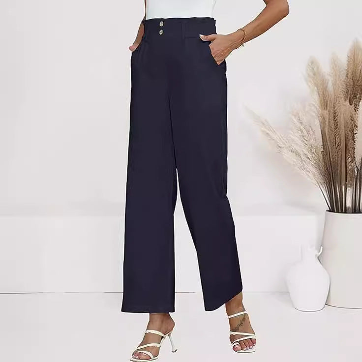 Pantalon Palazzo à taille haute pour femmes avec taille Paperbag