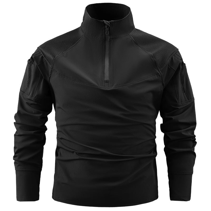 Chemise de combat tactique pour hommes avec demi-fermeture éclair, épaules en mesh respirant et poches multifonctionnelles Echo Archiv