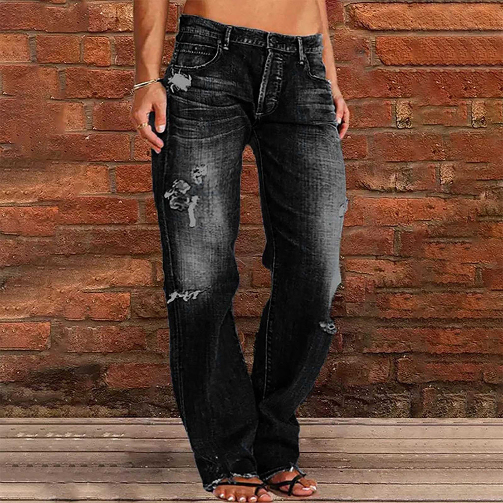Jeans pour femmes taille haute déchirés Relaxed Fit avec ourlet effiloché Echo Archiv