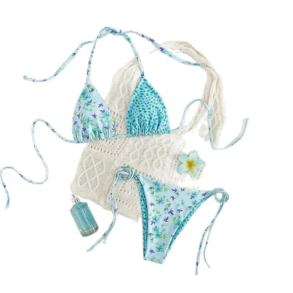Ensemble de bikini triangle pour femmes avec jolis motifs floraux R&B