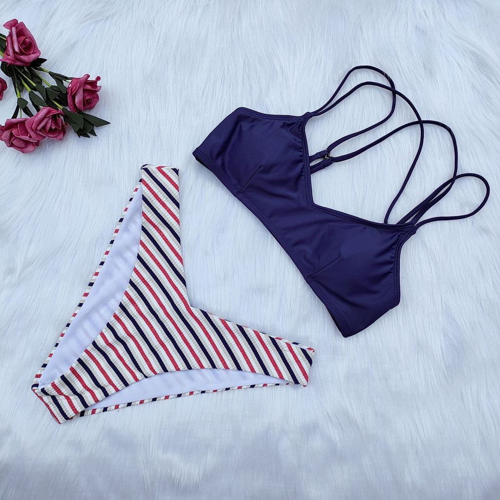 Bikini triangle pour femmes avec bretelles multiples R&B