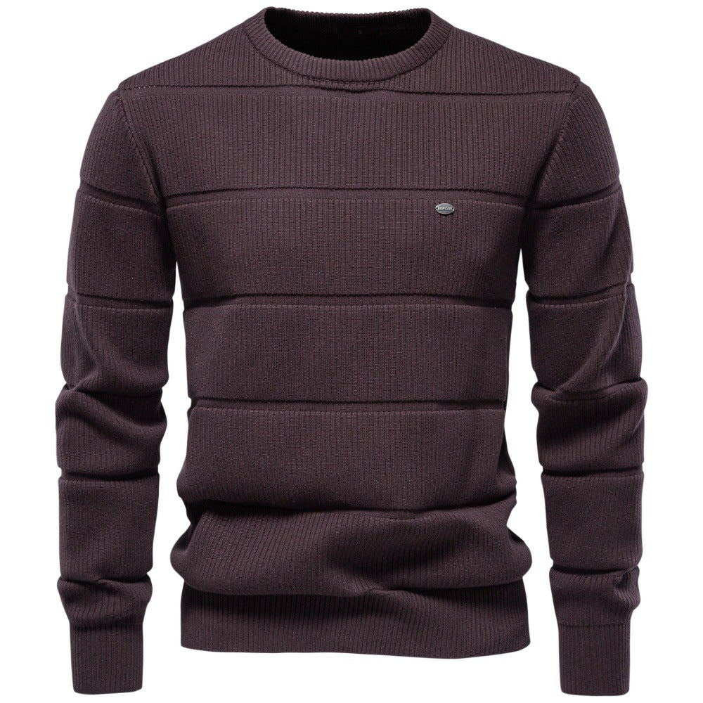 Pull en maille à col rond pour hommes avec effet matelassé et bords côtelés Echoarchiv