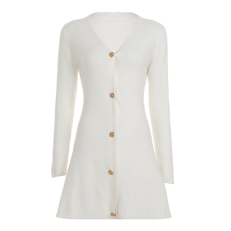 Robe-cardigan ajustée en tricot pour femmes avec décolleté en V et boutons décoratifs Echo Archiv