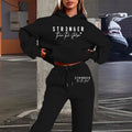 Ensemble de sweat à capuche cropped et de pantalon de jogging pour femmes avec impression statement, poche kangourou et taille élastique Echo Archiv