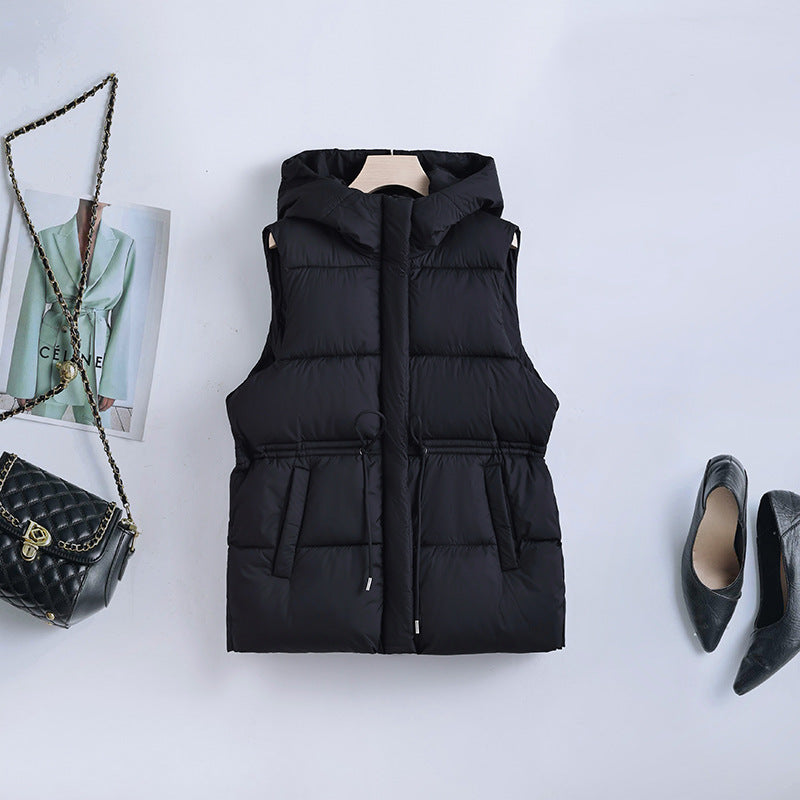 Gilet à capuche matelassé pour femmes avec cordon de taille ajustable et doublure thermique coupe-vent Echo Archiv