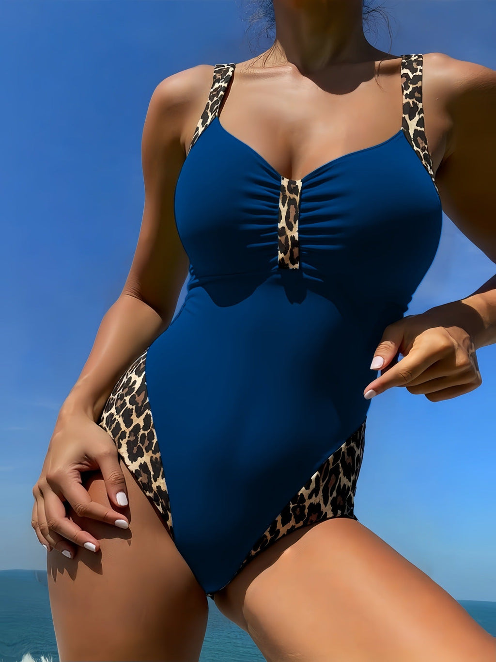 Maillot de bain une pièce pour femmes avec motif léopard à la mode R&B