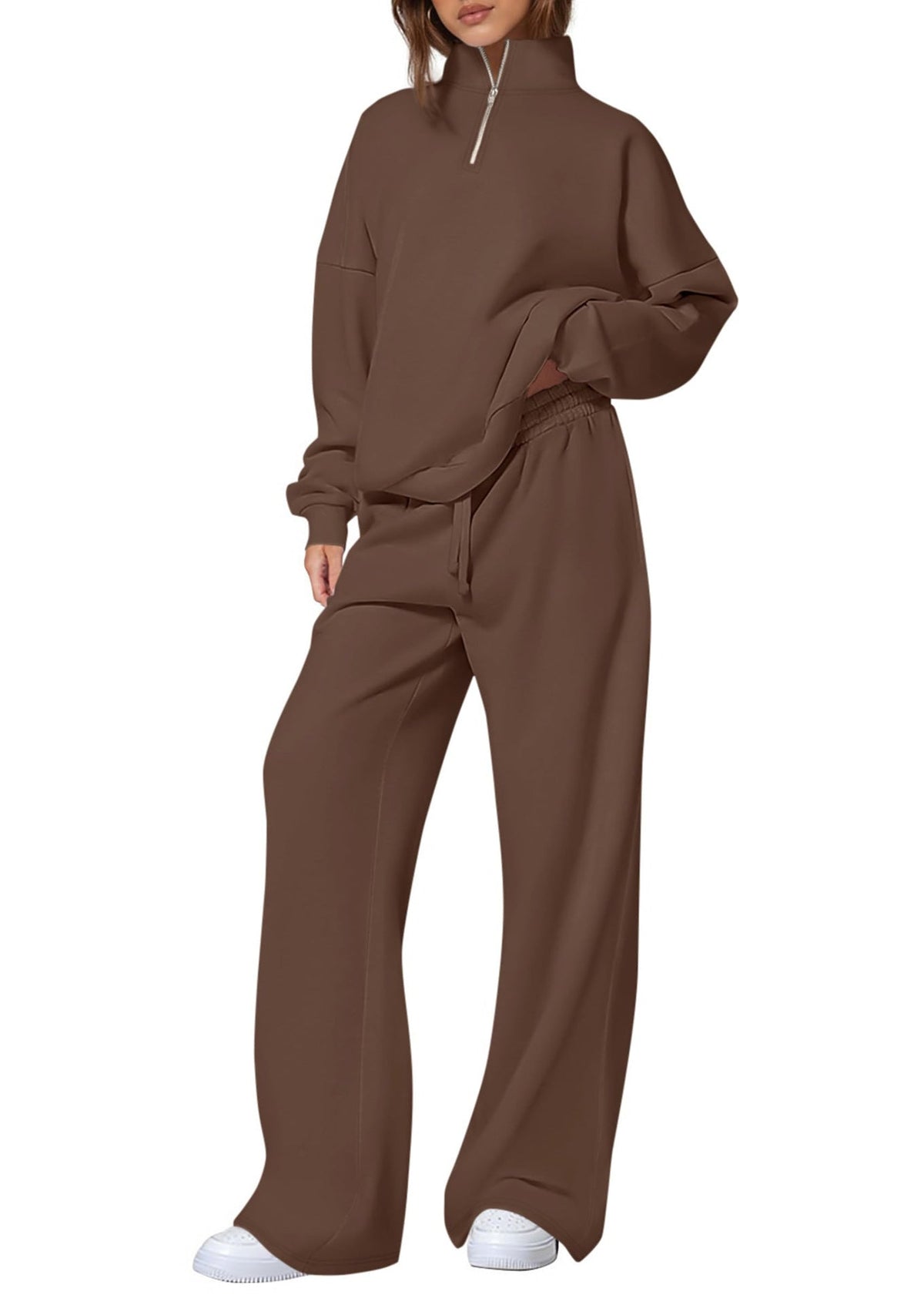 Ensemble de jogging oversized pour femmes avec col montant, demi-zip et jambes larges Echo Archiv