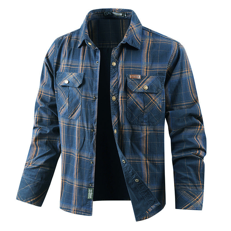 Veste chemise utilitaire renforcée pour hommes en sergé de coton avec poches poitrine à rabat et couture de manche ergonomique Echo Archiv