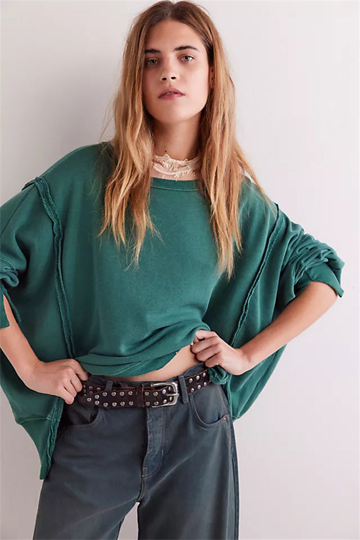 Sweatshirt oversized pour femmes avec manches ballon, coutures ouvertes et fentes latérales Echo Archiv