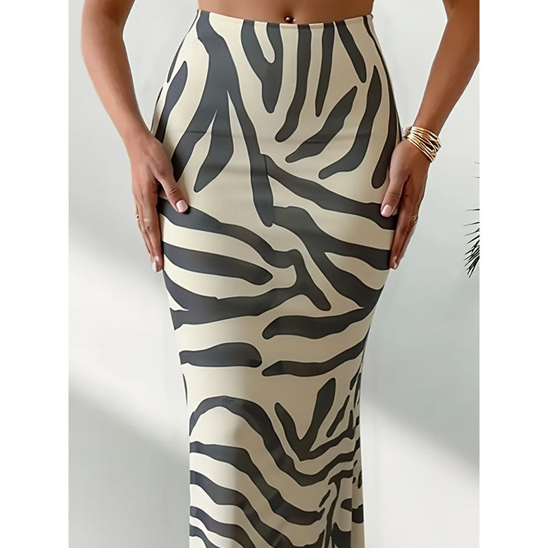 Jupe Maxi Femme avec motif zèbre créatif R&B